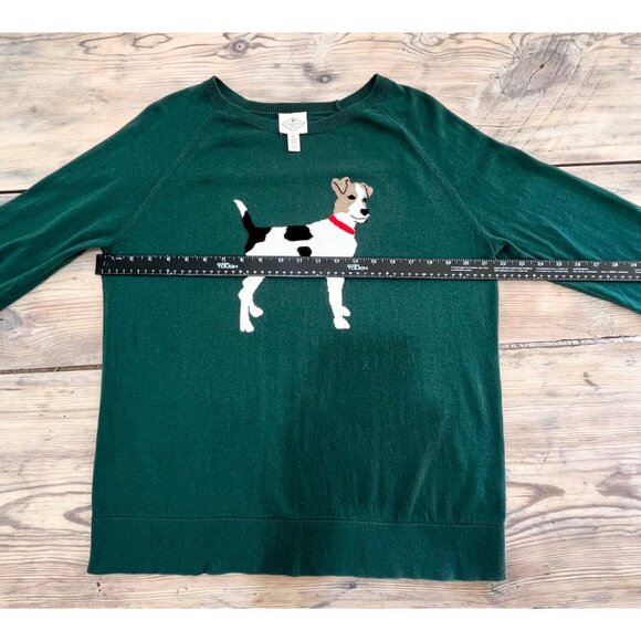 St Johns Bay Jack Russell Terrier Dog Sweater Womens XL Green Crewneck - Picture 5 of 6